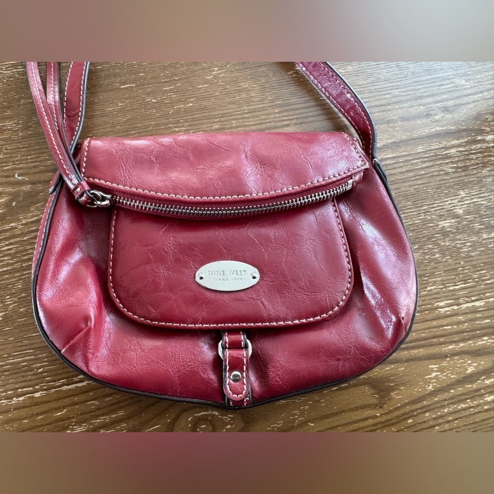 Nine West Red Leather Crossbody Bag